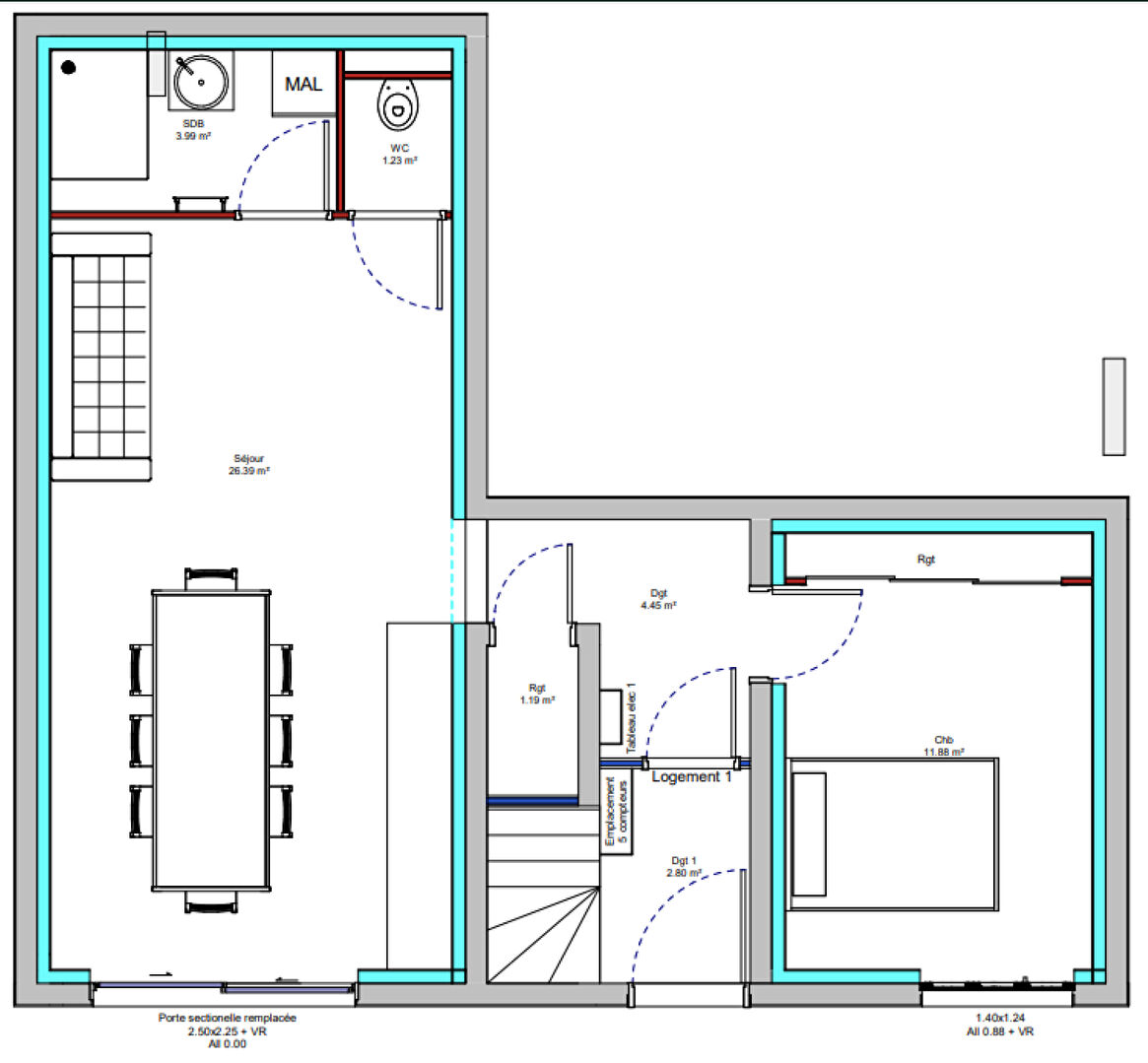 Photo du bien : Appartement 2 pièces 53 m2