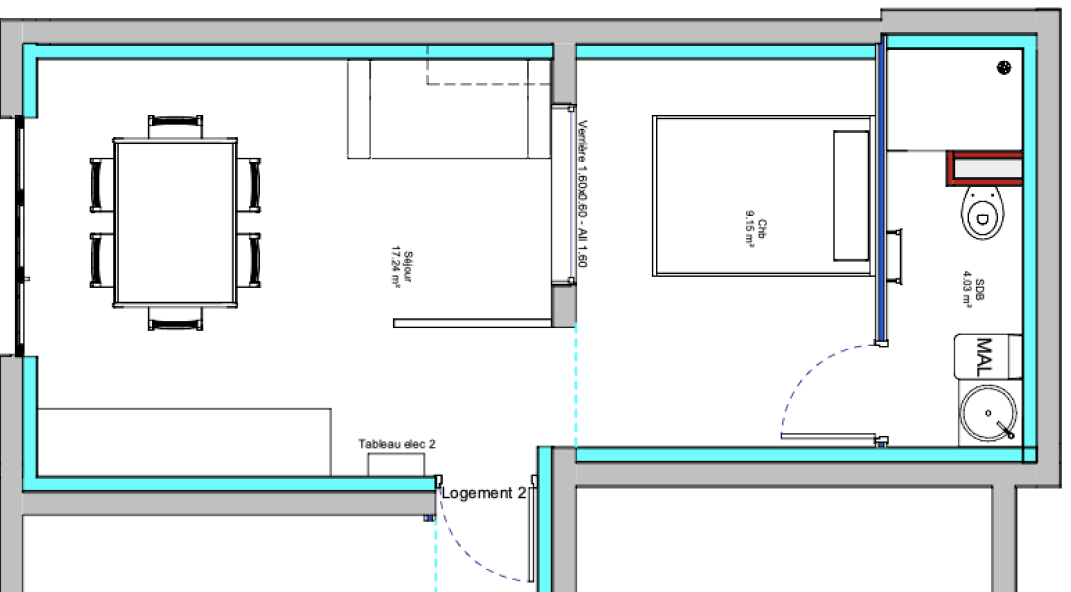 Photo du bien : Appartement 2 pièces 34 m2