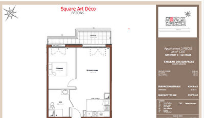 Appartement Bezons 2 pièce(s) 43.43 m2