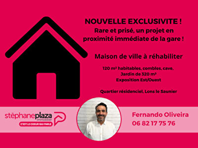 Maison de ville à réhabiliter , 120m² sur 2 niveaux, 300m² de jardin