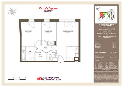 Appartement Clamart 3 pièce(s) 61.31 m2