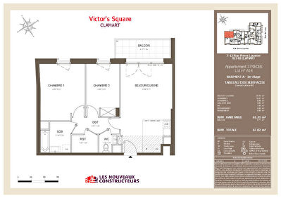 Appartement Clamart 3 pièce(s) 61.31 m2