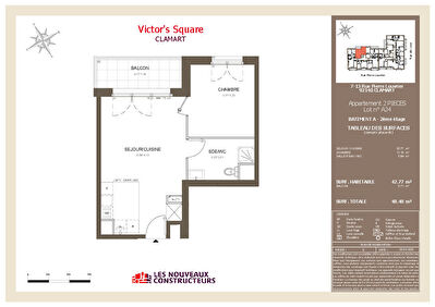 Appartement Clamart 2 pièce(s) 42.77 m2
