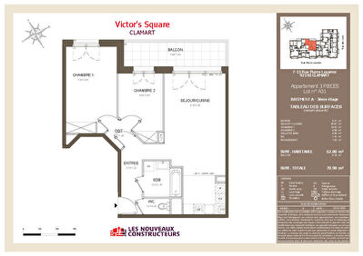 Appartement Clamart 3 pièce(s) 62.8 m2